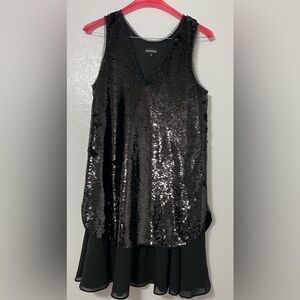 Emporio Armani Black Sequin Sleeveless  Dress Tunic Party Cocktail Size 44